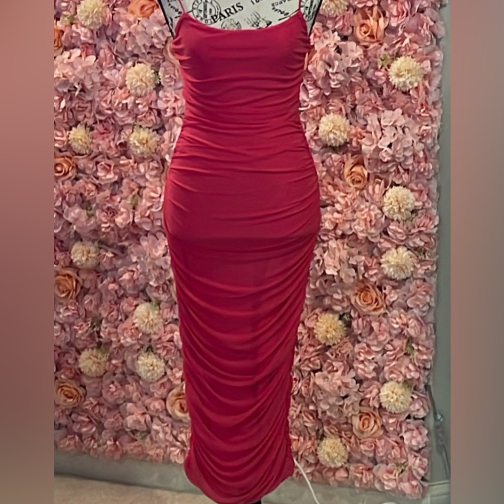 New/ WOT/ Pink Rutched Party Dress Designed By AKIRA💖